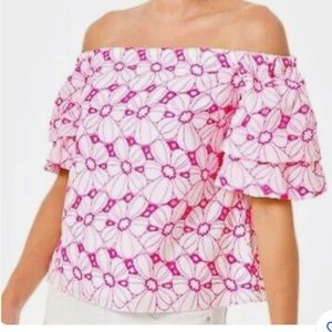 Lilly Pulitzer Lesley Raz Berry off the shoulder top Brand New with tags